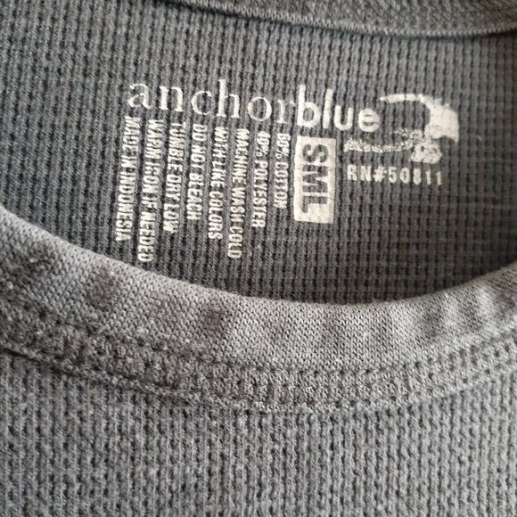 Anchor Blue Waffle Knit Long Sleeve Thermal Top Gray S - Picture 5 of 10